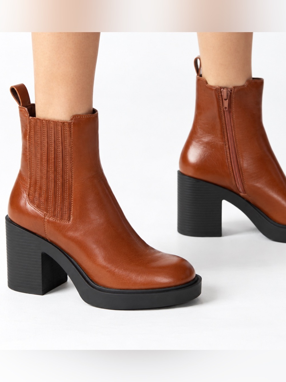 Steve Madden Kayden Leather Block Heel Ankle Boots Sz 6 B